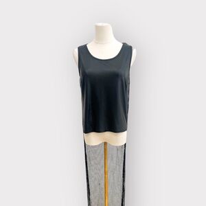 Y2k BLUSH Black Faux Leather Fishnet Back Top (Sz M)